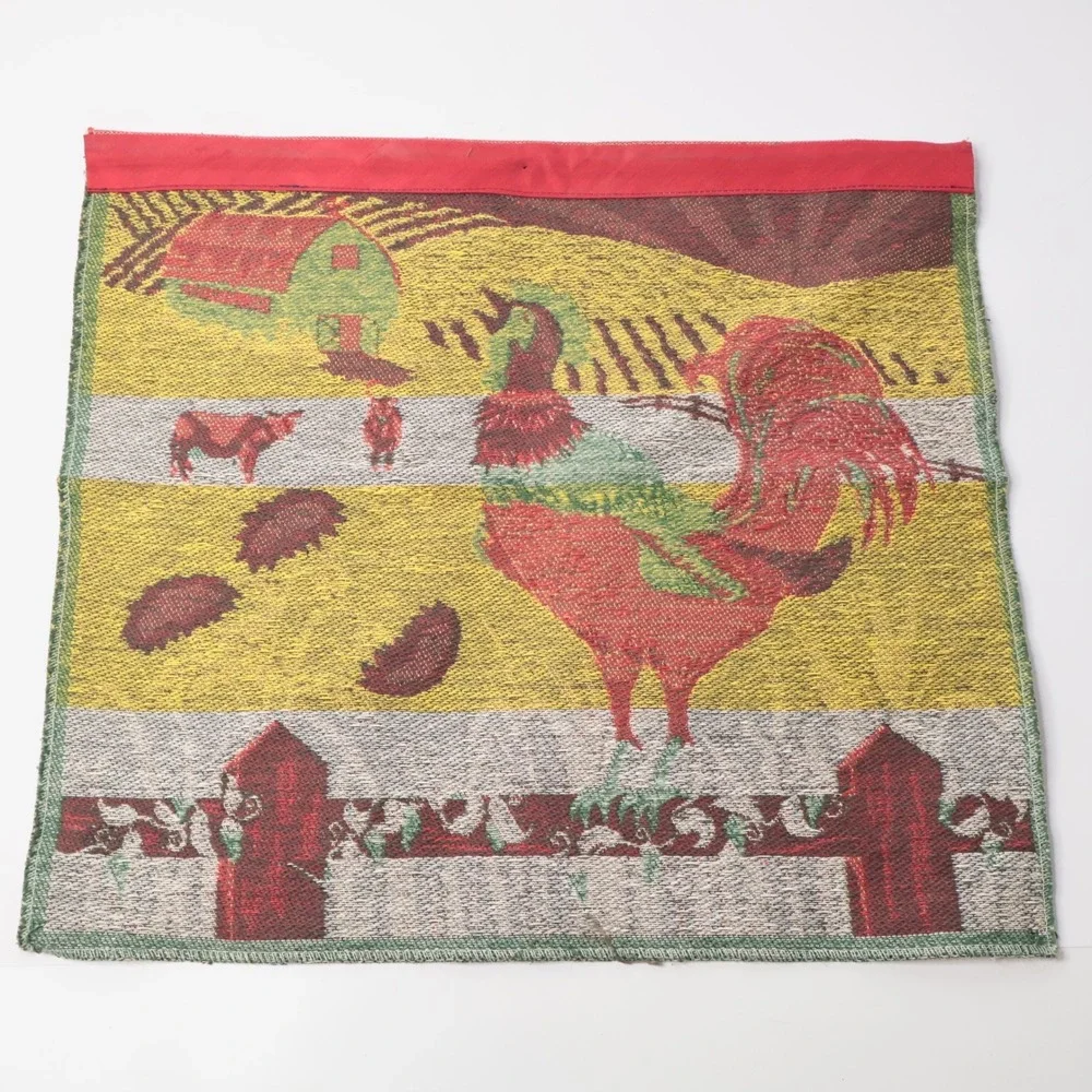 VTG Rooster Tapestry Farmhouse Textile Art Country Kitchen Decor Farm Rustic‎
